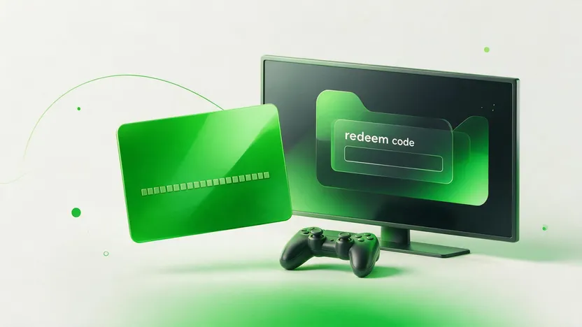 Karta podarunkowa Xbox i ekran realizacji kodu na telewizorze