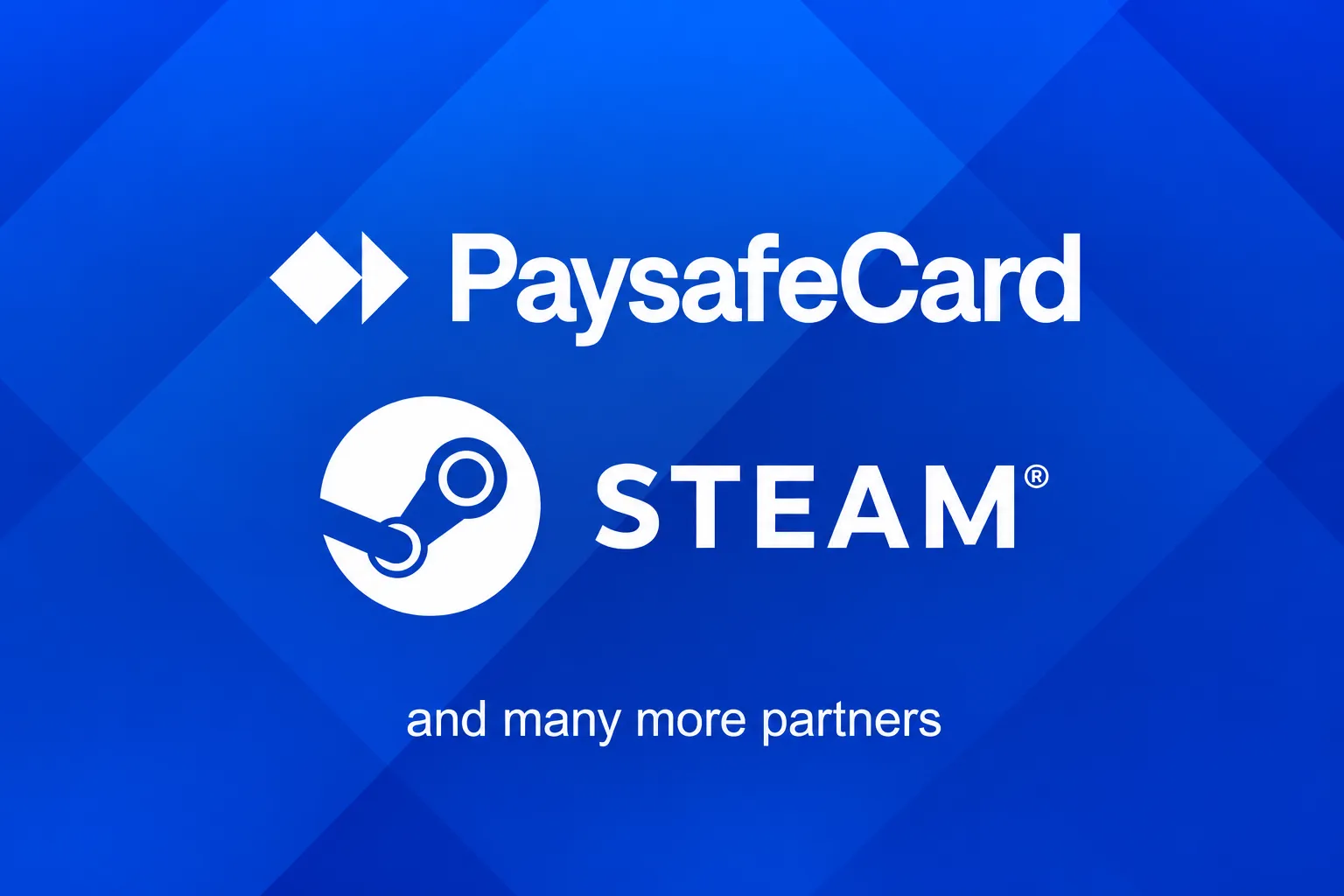 Blue PaysafeCard Players Pass card with PaysafeCard and Steam logos