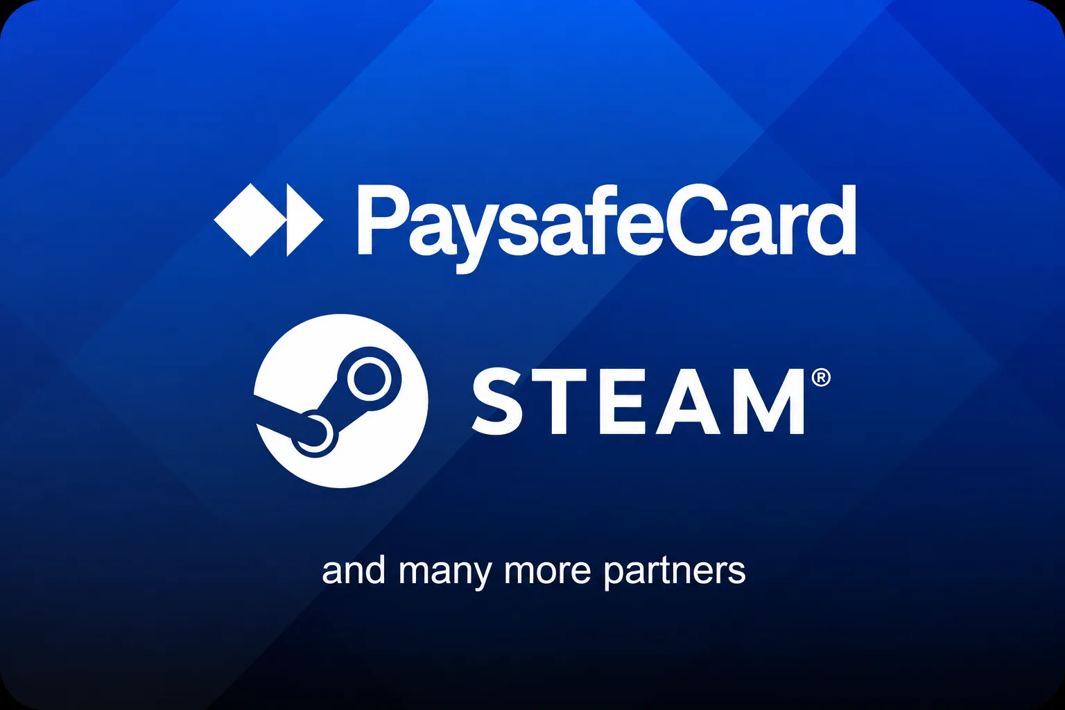 Niebieska karta PaysafeCard Players Pass z logo PaysafeCard i Steam