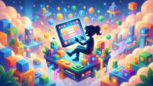 Digitale cadeaukaart en tablet met invoerveld voor activatiecode en speelgoedblokken