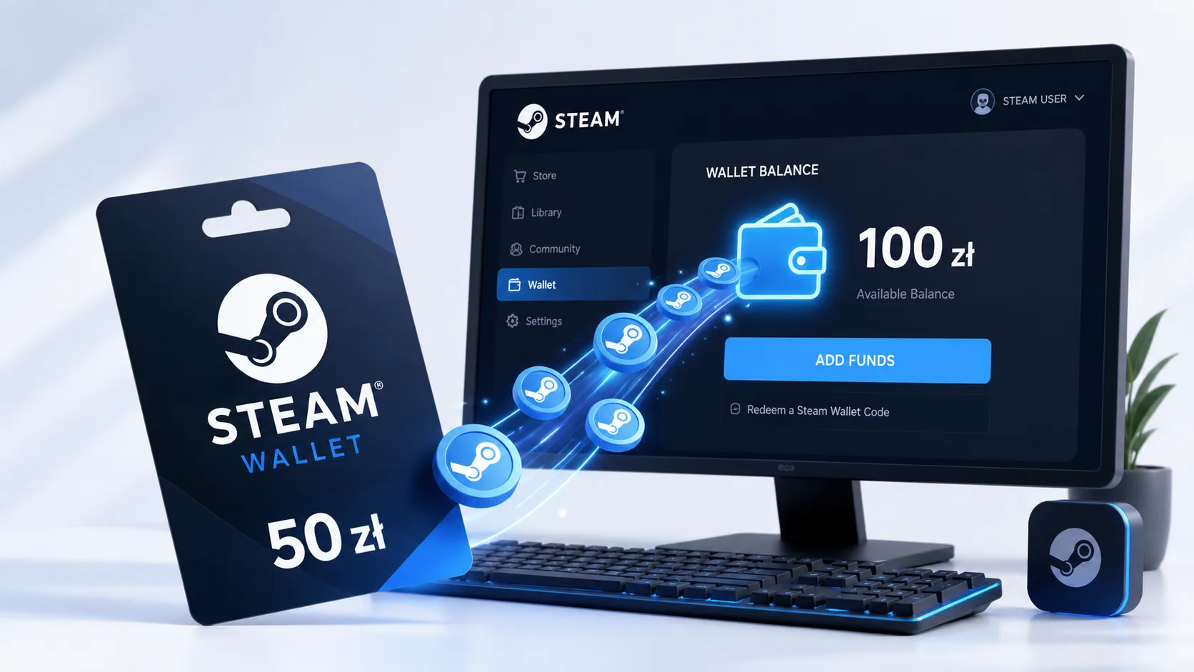 Jak doładować konto Steam kodem portfela? 2026