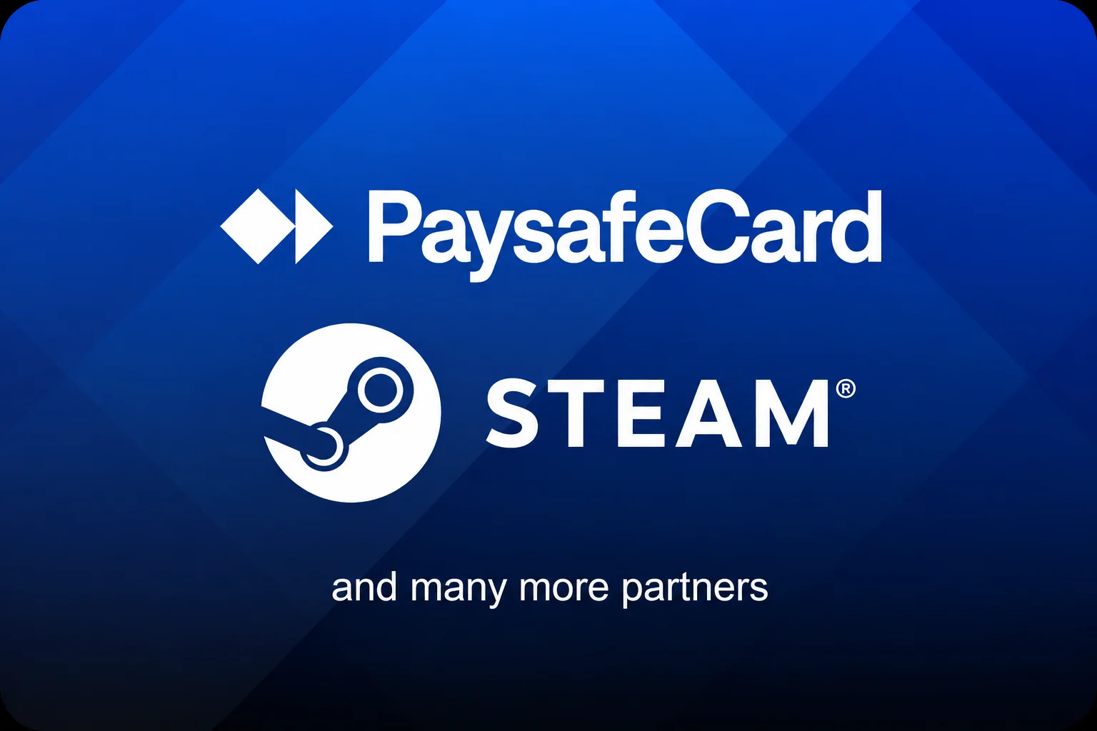 Niebieska karta PaysafeCard Players Pass z logo PaysafeCard i Steam